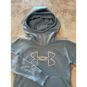 Under Armour Hoodie Mens Medium Blue ColdGear Pullover Loose Fit‎ Fleece Lined
